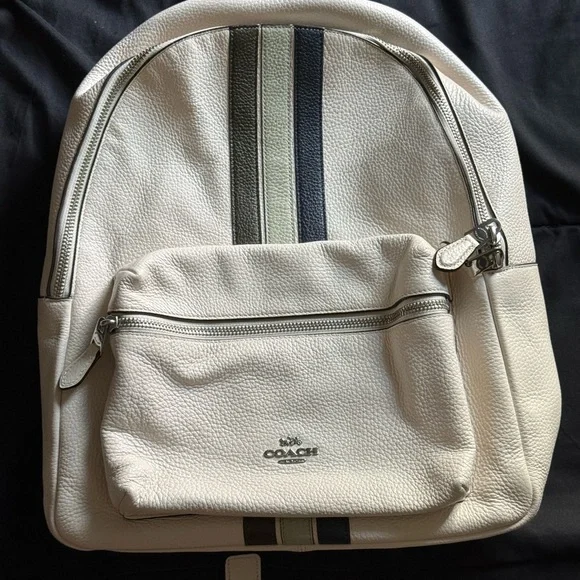 Coach | Bags | Coach Ivory Leather Backpack With Black And  display picture 3